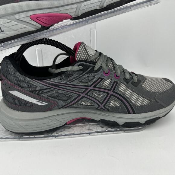 Asics Gel Venture 6 Trail Running Shoes Gray Black Pink Womens 10 D Wide Width - Picture 3 of 11